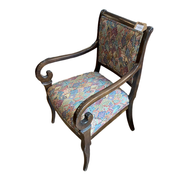 23-inch W Wooden Armchair w/ Floral Patterned Upholstery