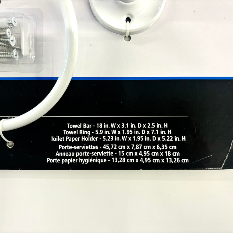 3-Piece Bathroom Hardware Set in White Finish