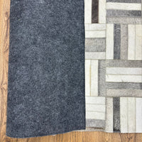 6×9-ft Grey & White Patchwork Rug – Hand-Stitched Cowhide, 250