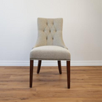 Taupe Woven & Tufted Dining Chair with Button Trim