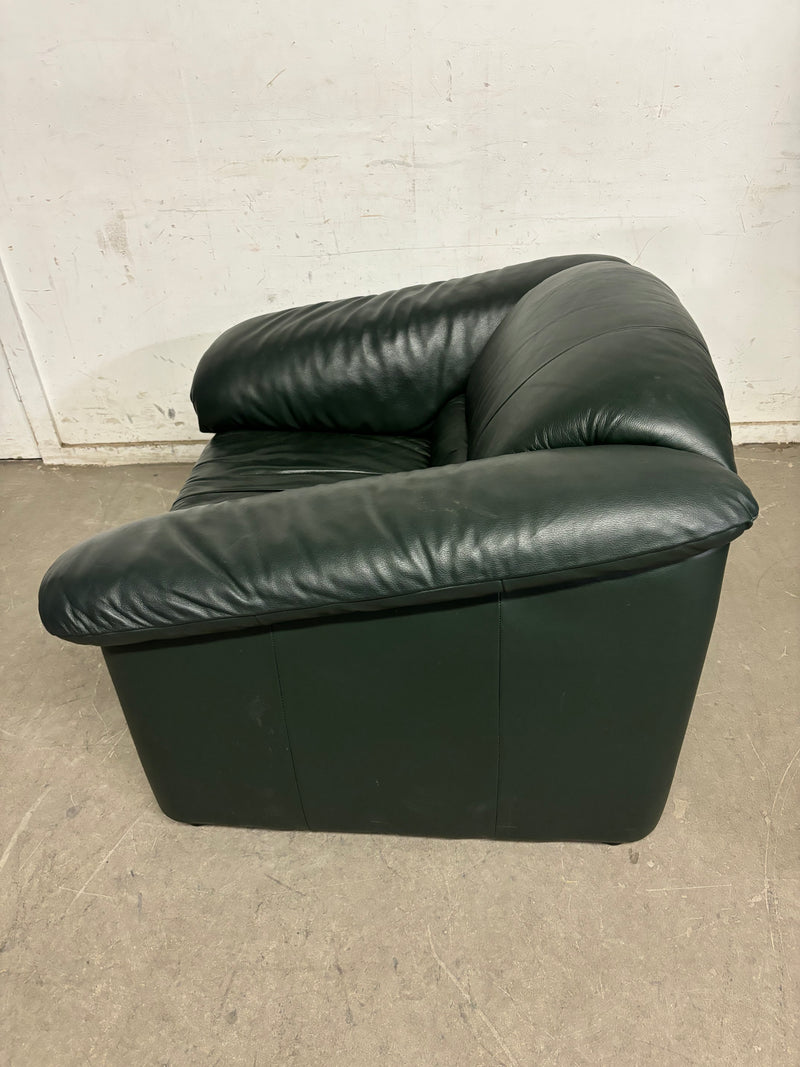 Forest Green Genuine Leather Armchair