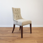 Taupe Woven & Tufted Dining Chair with Button Trim
