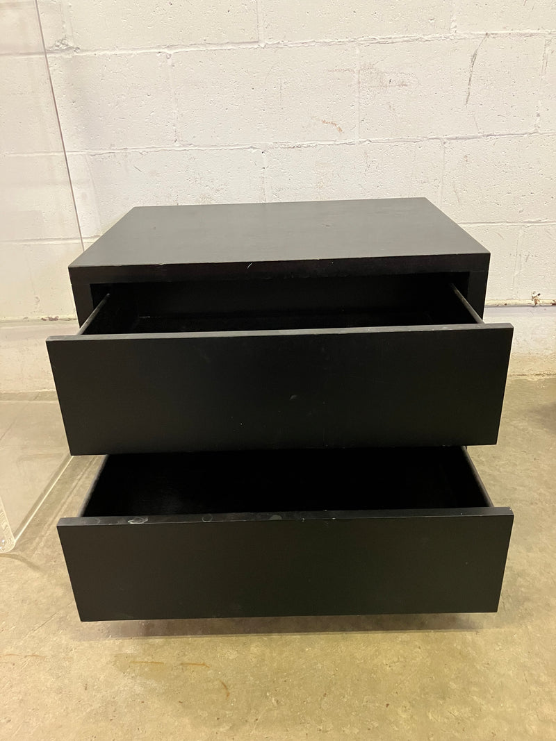 Black Two Drawer Nightstand