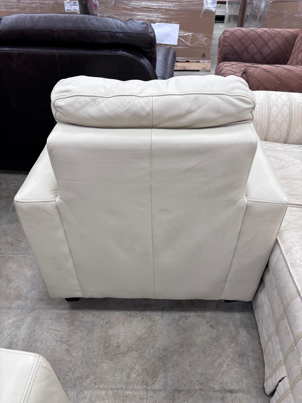 Off White Leather Armchair