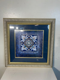 Framed Print Blue & White Floral Medallion