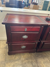 Burgundy Nightstand With 3 Drawers