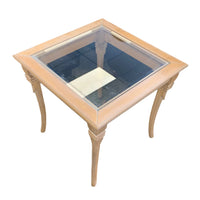 24-inch W Glass Top Coffee Table in Light Oak
