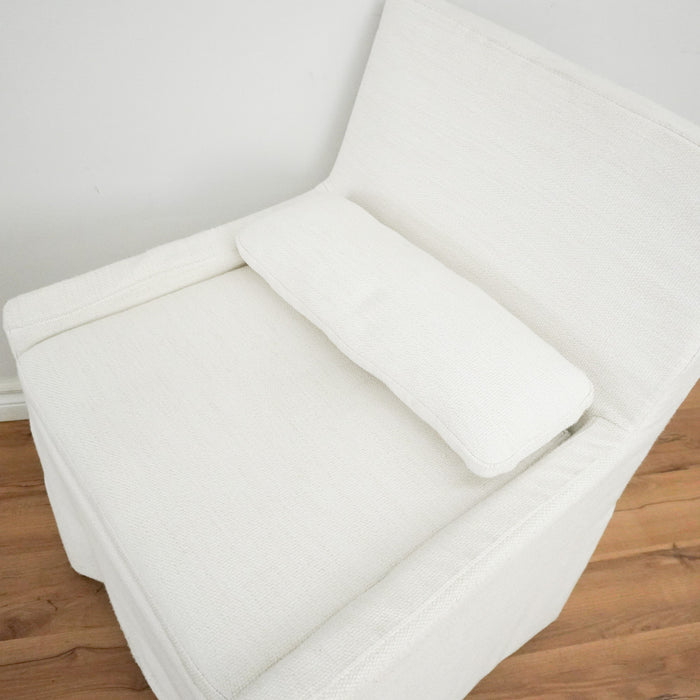 24-inch W Low Belgian Track Arm Slipcovered Armchair in White