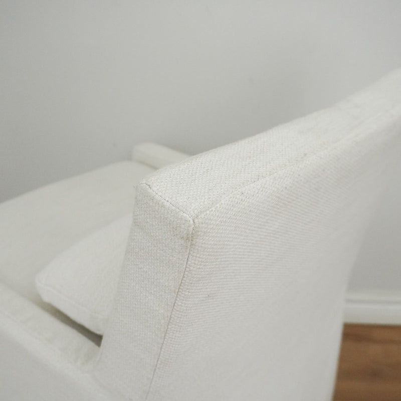 24-inch W Low Belgian Track Arm Slipcovered Armchair in White