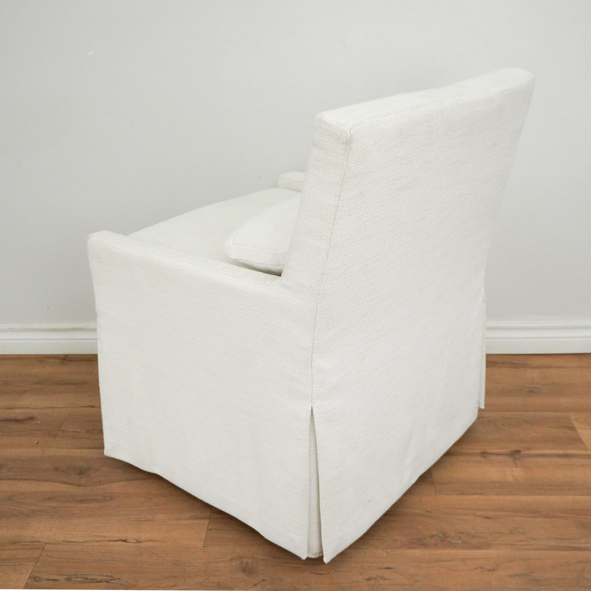 24-inch W Low Belgian Track Arm Slipcovered Armchair in White