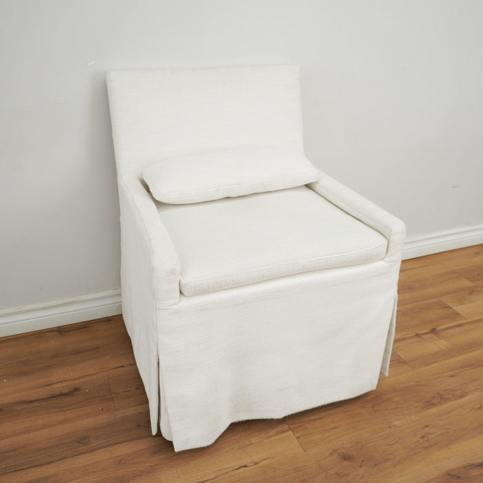 24-inch W Low Belgian Track Arm Slipcovered Armchair in White