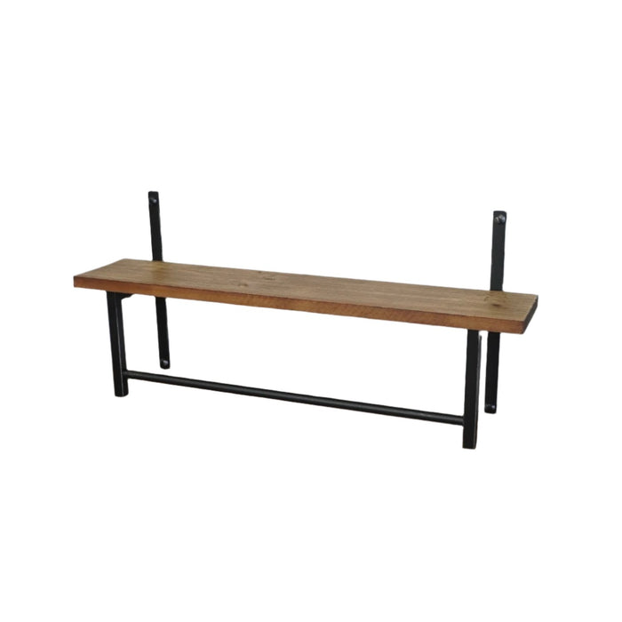 24-inch W Wooden Wall Shelf and Towel Hanger