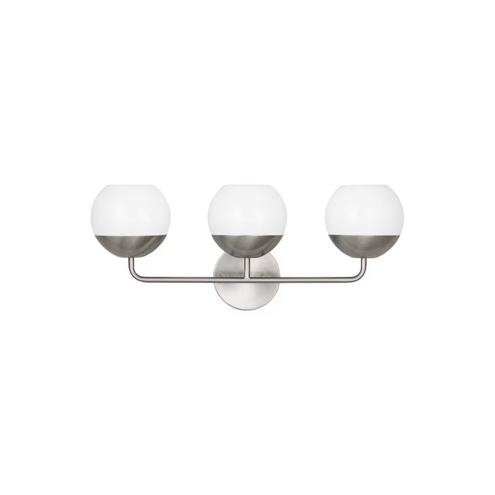 24-inch 3-Light Brushed Nickel Vanity Light with Milk Glass Shades