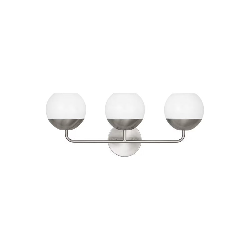 24-inch 3-Light Brushed Nickel Vanity Light with Milk Glass Shades