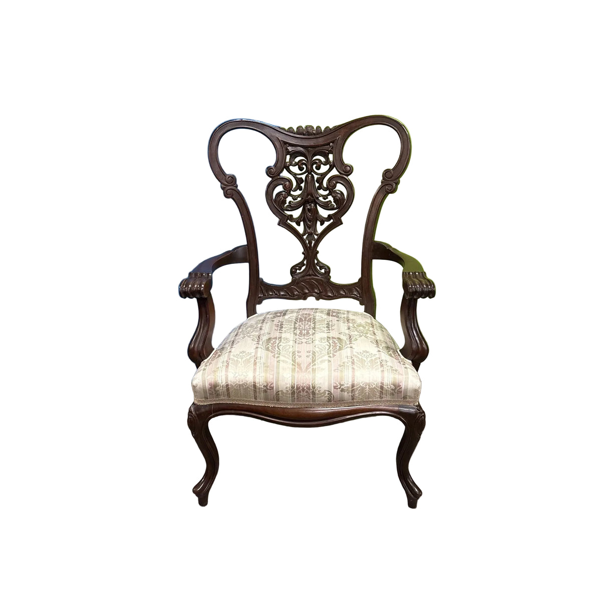 25-Inch Chippendale Armchairs With Floral Pattern Upholstered Chair