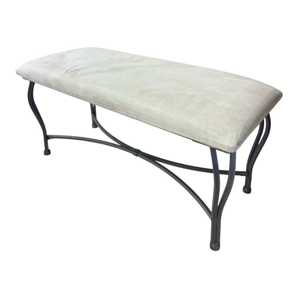 Beige Suede Bench and Iron Base