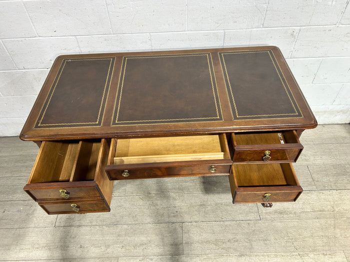 Eleo Desk with Embossed Brown Leather