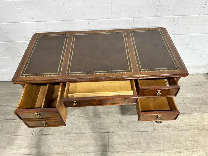 Eleo Desk with Embossed Brown Leather
