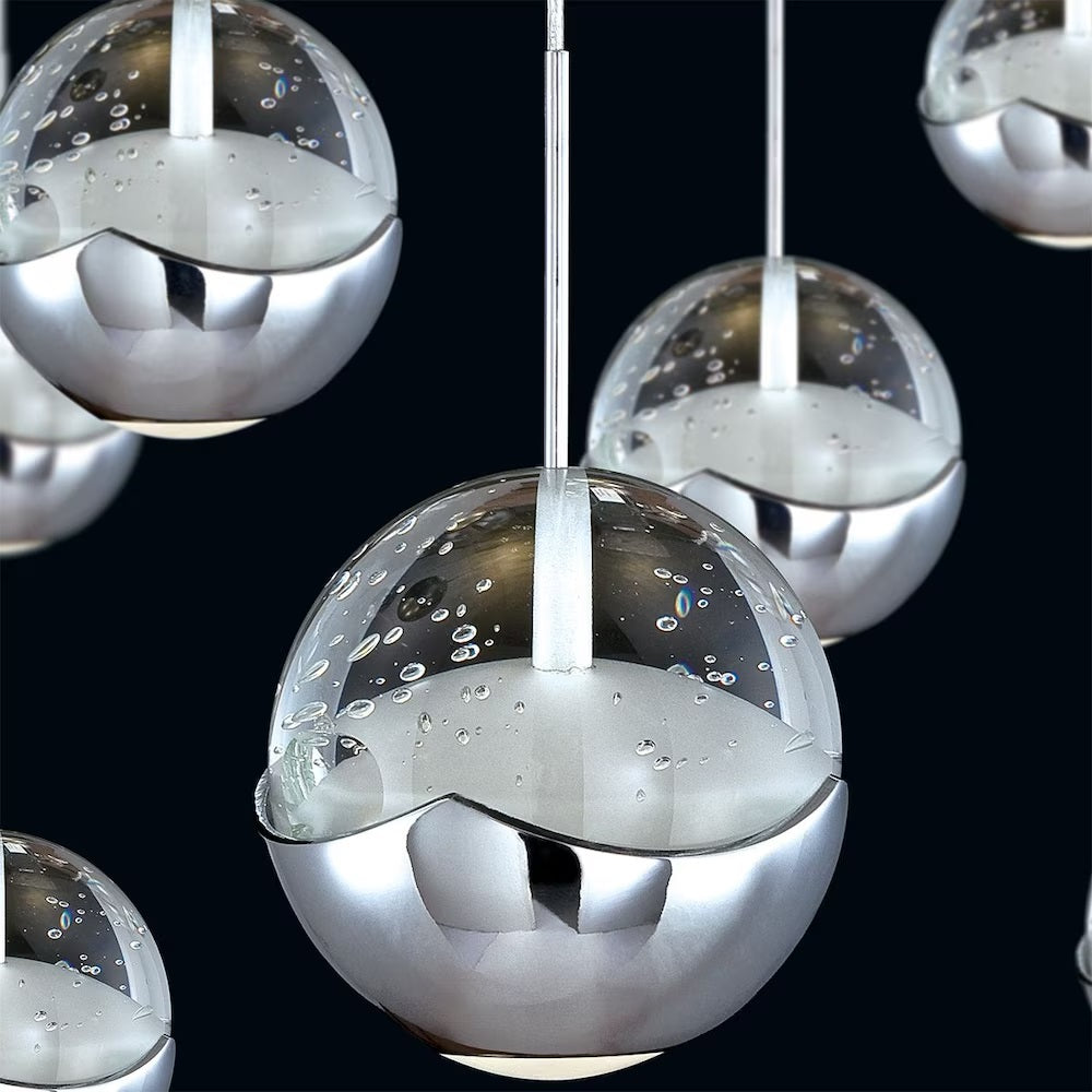 5-Light LED Pendant Light w/ Bubble Glass Accents