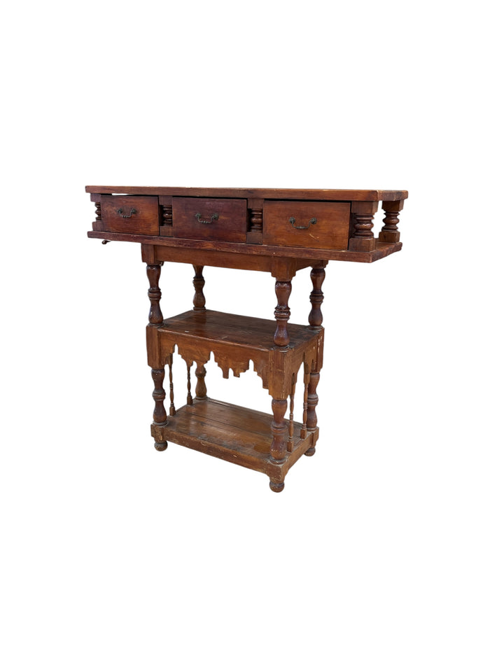 Antique 3 Tiered Tall Console Table