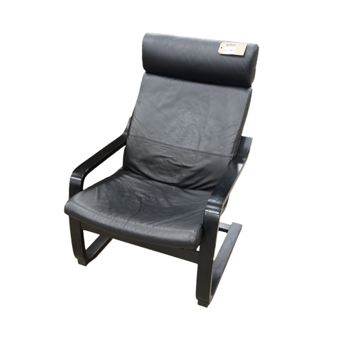 26-inch W Leather Lounge Chair in Black