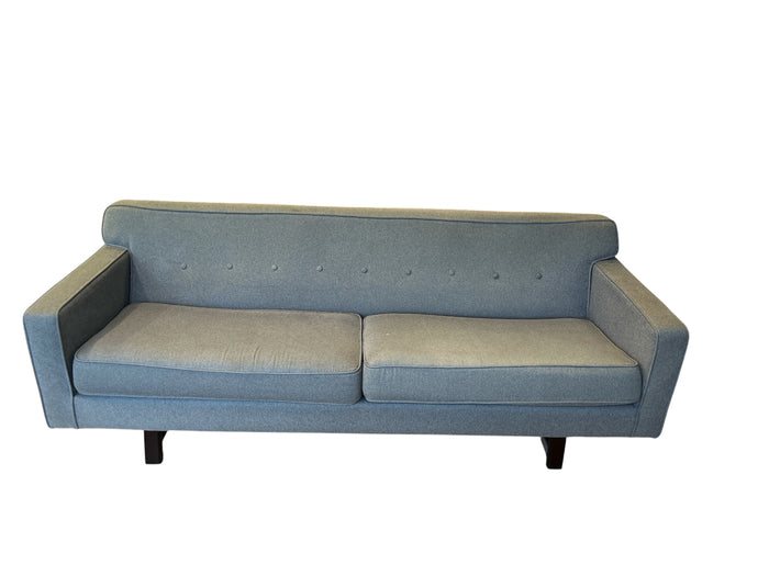 Button Tufted Grey Fabric Sofa
