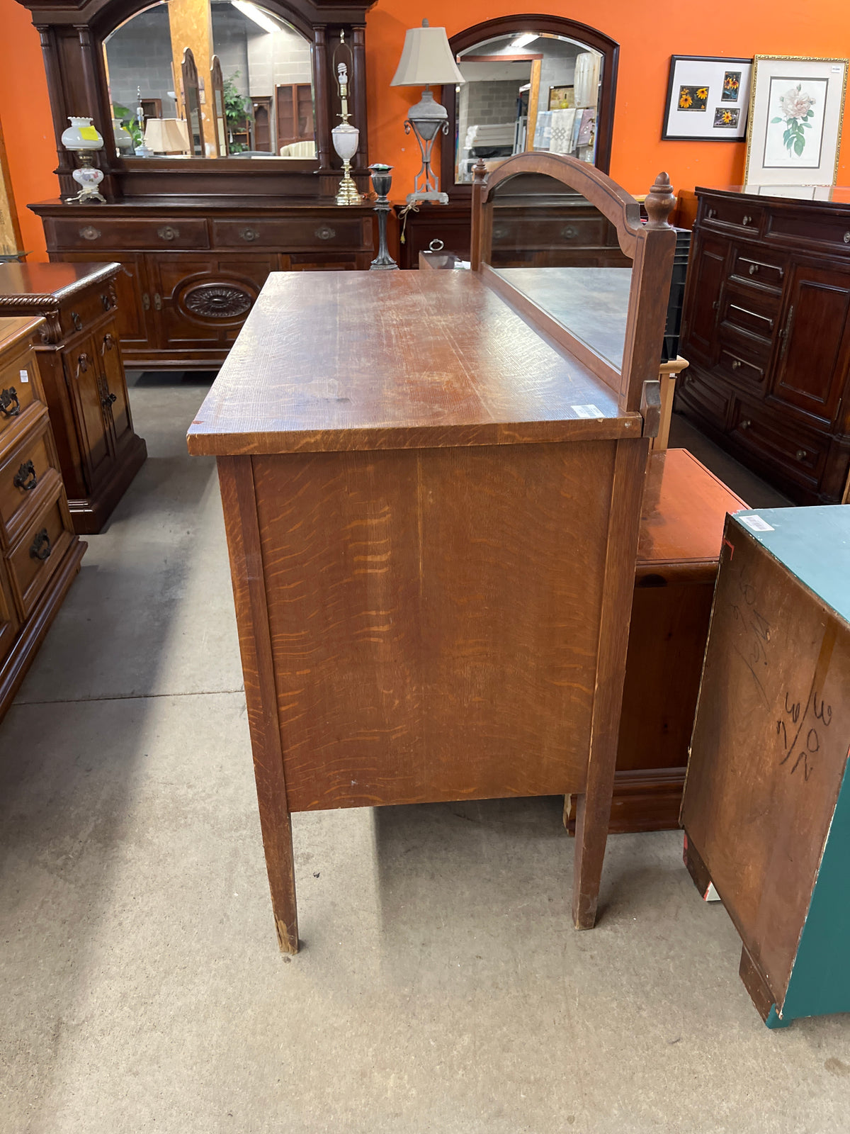 60"W Antique Solid Wood Sideboard