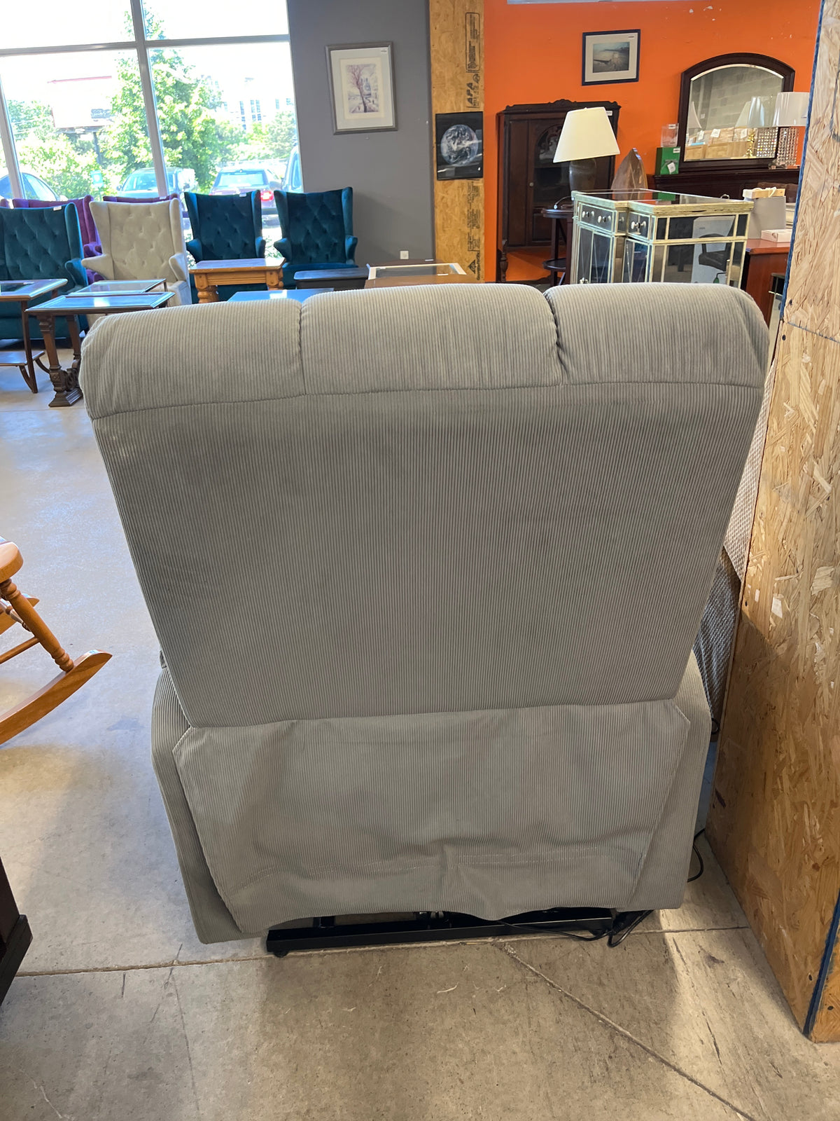 34"W Recliner Armchair in Grey Corduroy