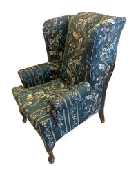 Classic Dark Green Floral Tapestry Wingback Armchair