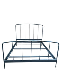 Crate & Barrel Cerulean Blue Metal Spindle Queen Bed Frame