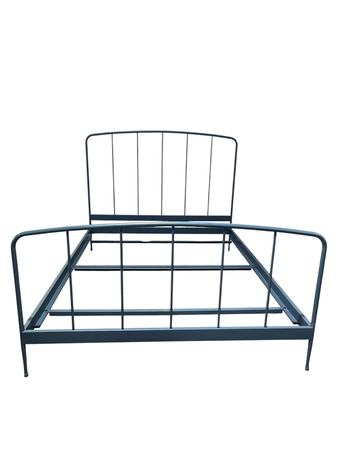 Crate & Barrel Cerulean Blue Metal Spindle Queen Bed Frame