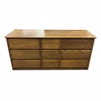 Vintage 9-Drawer Oak Wood Dresser