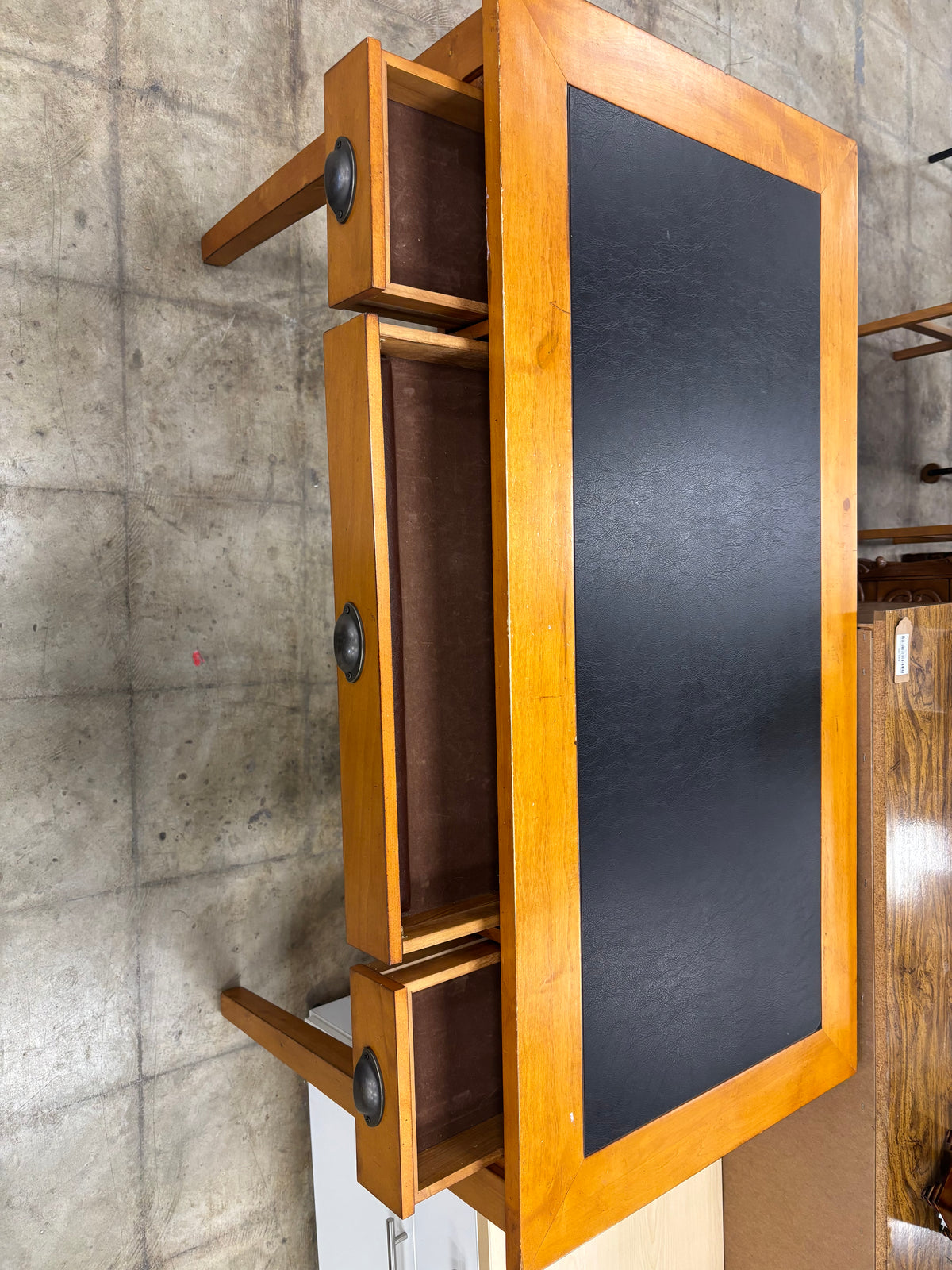 Wooden Desk with Black Top