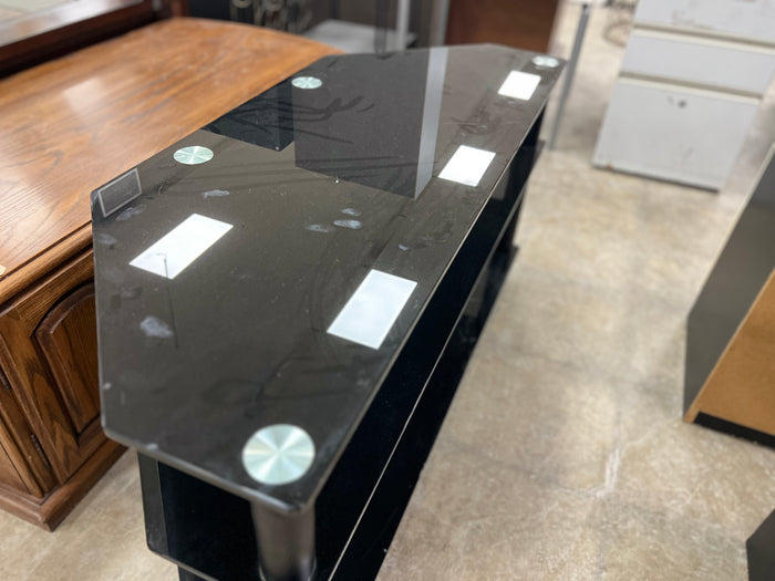 Black Frosted Glass Half Hexagon Shaped Table