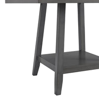 Picket Square Counter Table with Lazy Susan in Grey Wood, 48-Inch Wide