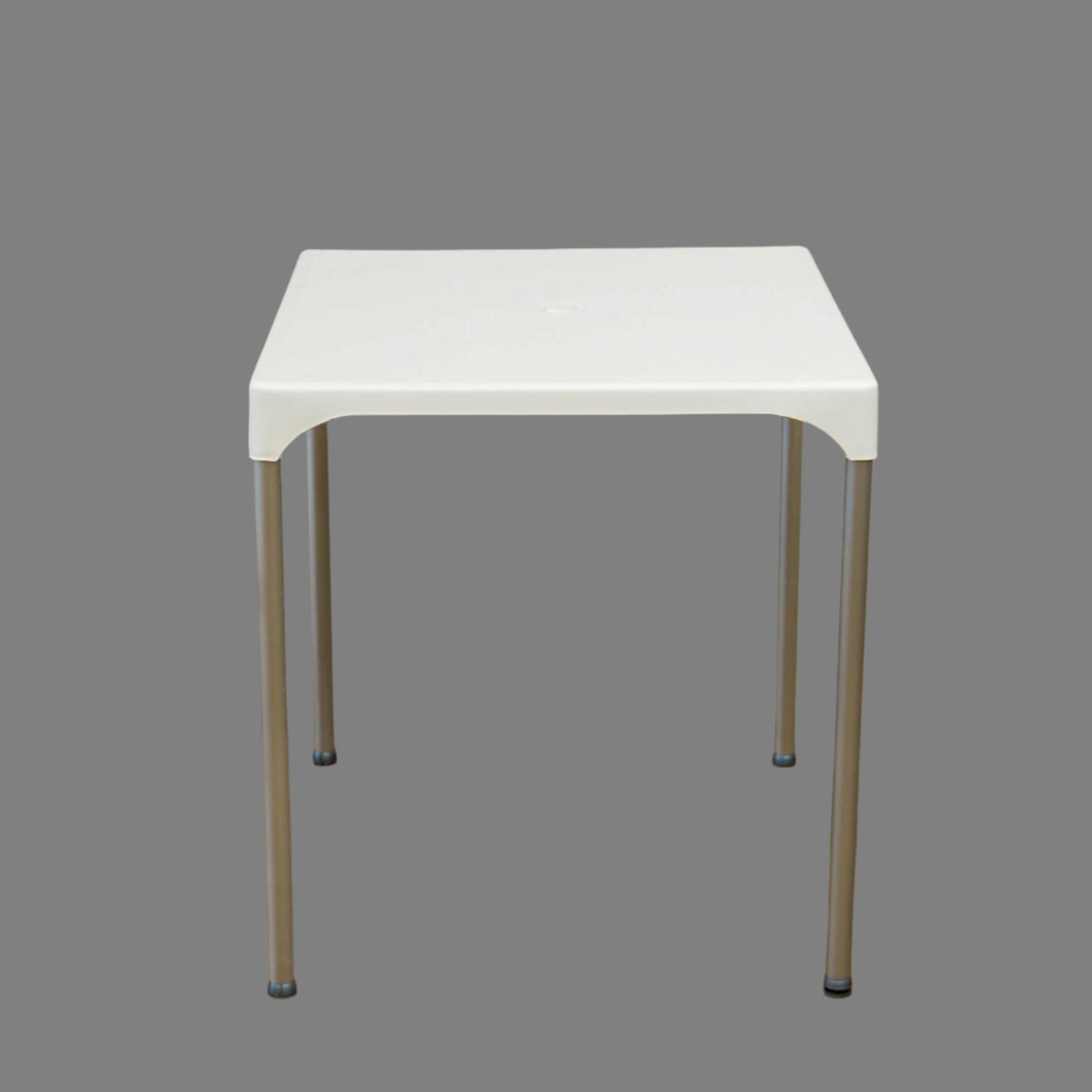 Tensai 27.5-Inch Square White Plastic Table with Metallic-Finish Legs