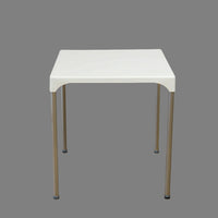 Tensai 27.5-Inch Square White Plastic Table with Metallic-Finish Legs