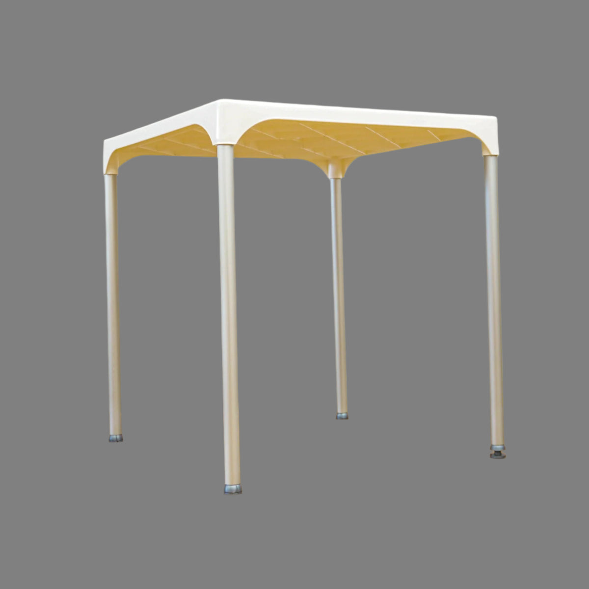 Tensai 27.5-Inch Square White Plastic Table with Metallic-Finish Legs