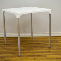 Tensai 27.5-Inch Square White Plastic Table with Metallic-Finish Legs