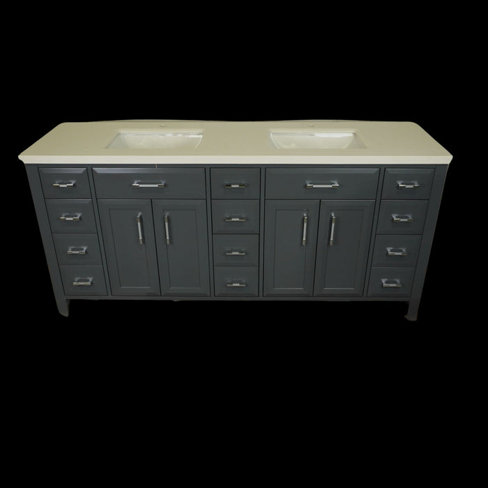 Art Bathe Calais 75-in W x 22-in D Grey Vanity with Stone Top Sink