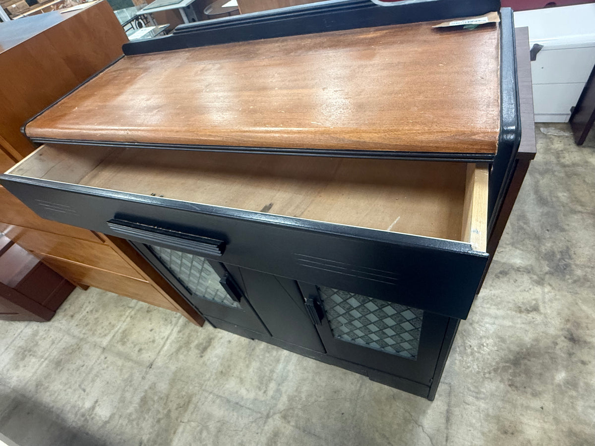 Black Wooden Sideboard with Wood Top