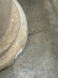Mid-Century Glass Round Dining Table with Stone Base
