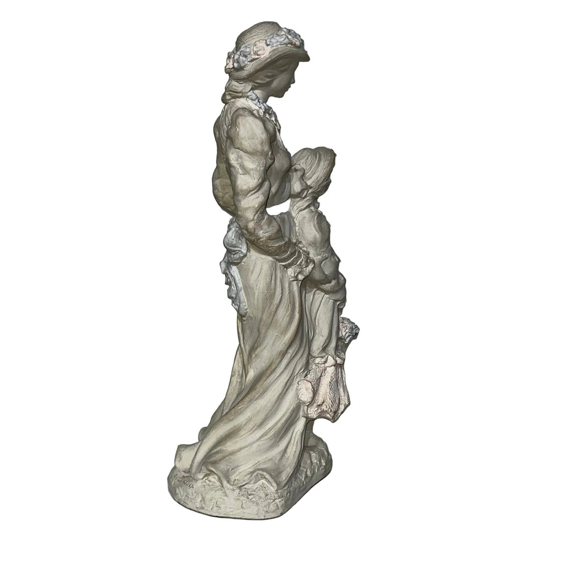 Alice Heath Chalkware Sculpture of a Victorian Mother and Daughter