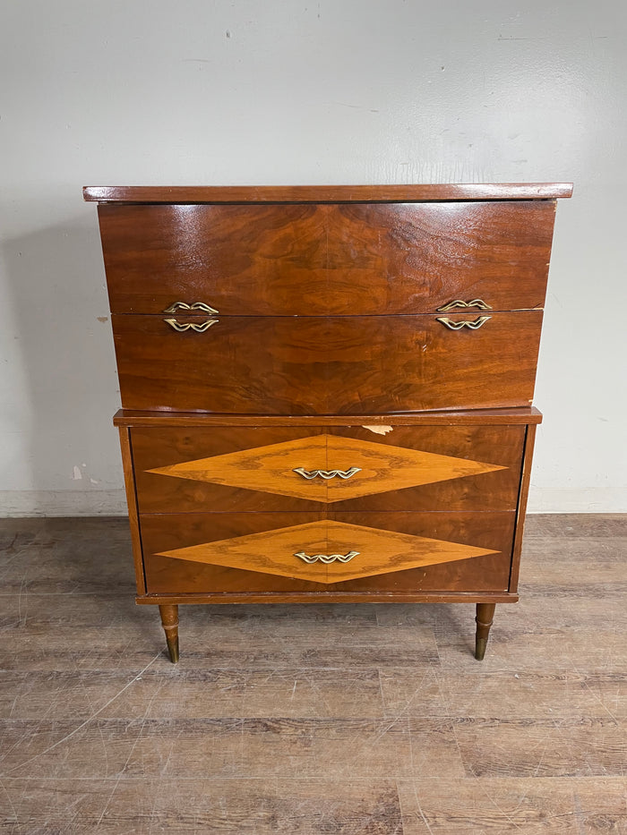 Mid-Century 4 Drawer Tallboy Dresser