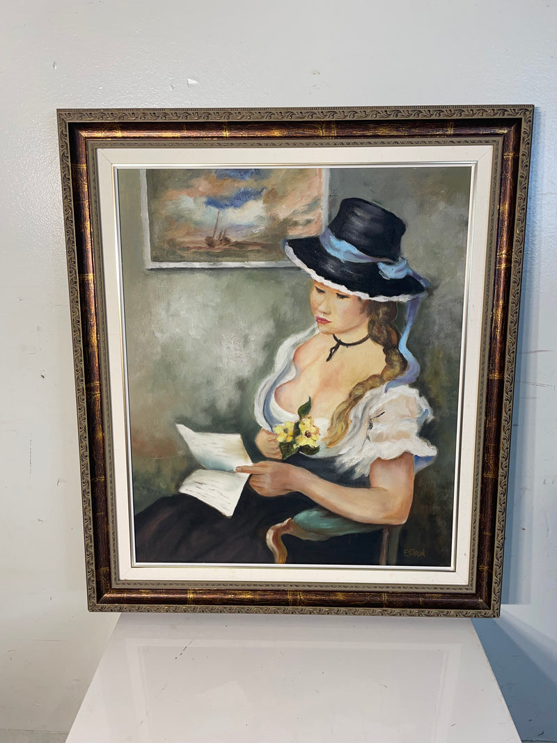 "Lady Reading Letter" Framed Art by Estrin