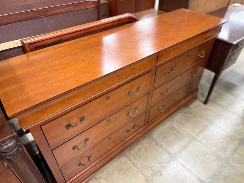 Light Cherry Wood Six-Drawer Dresser