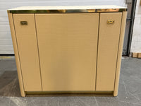 42 in. Wide Vintage Cream-Lacquered And Brass-Trimmed Cabinet