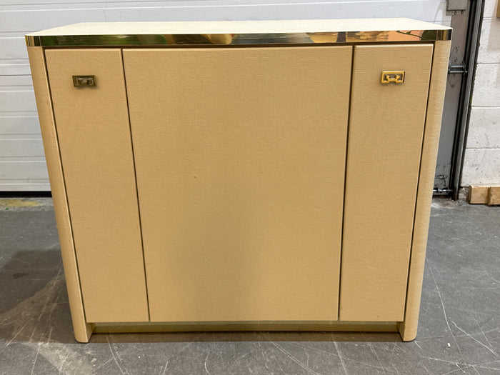 42 in. Wide Vintage Cream-Lacquered And Brass-Trimmed Cabinet