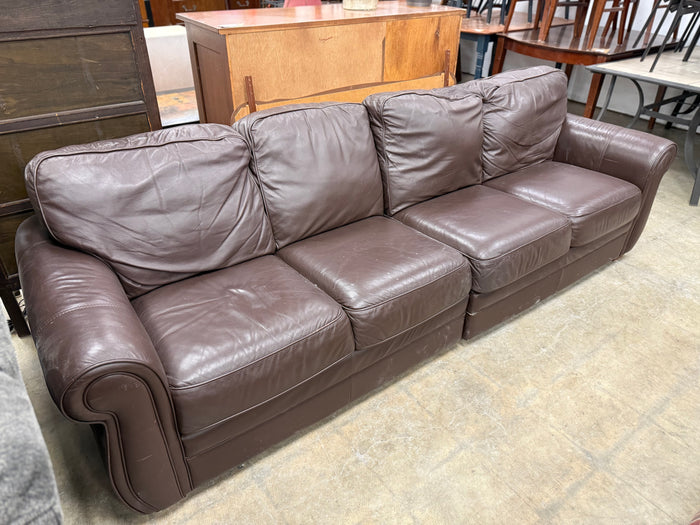Chocolate Brown Leather 4-Seater Sectional Sofa