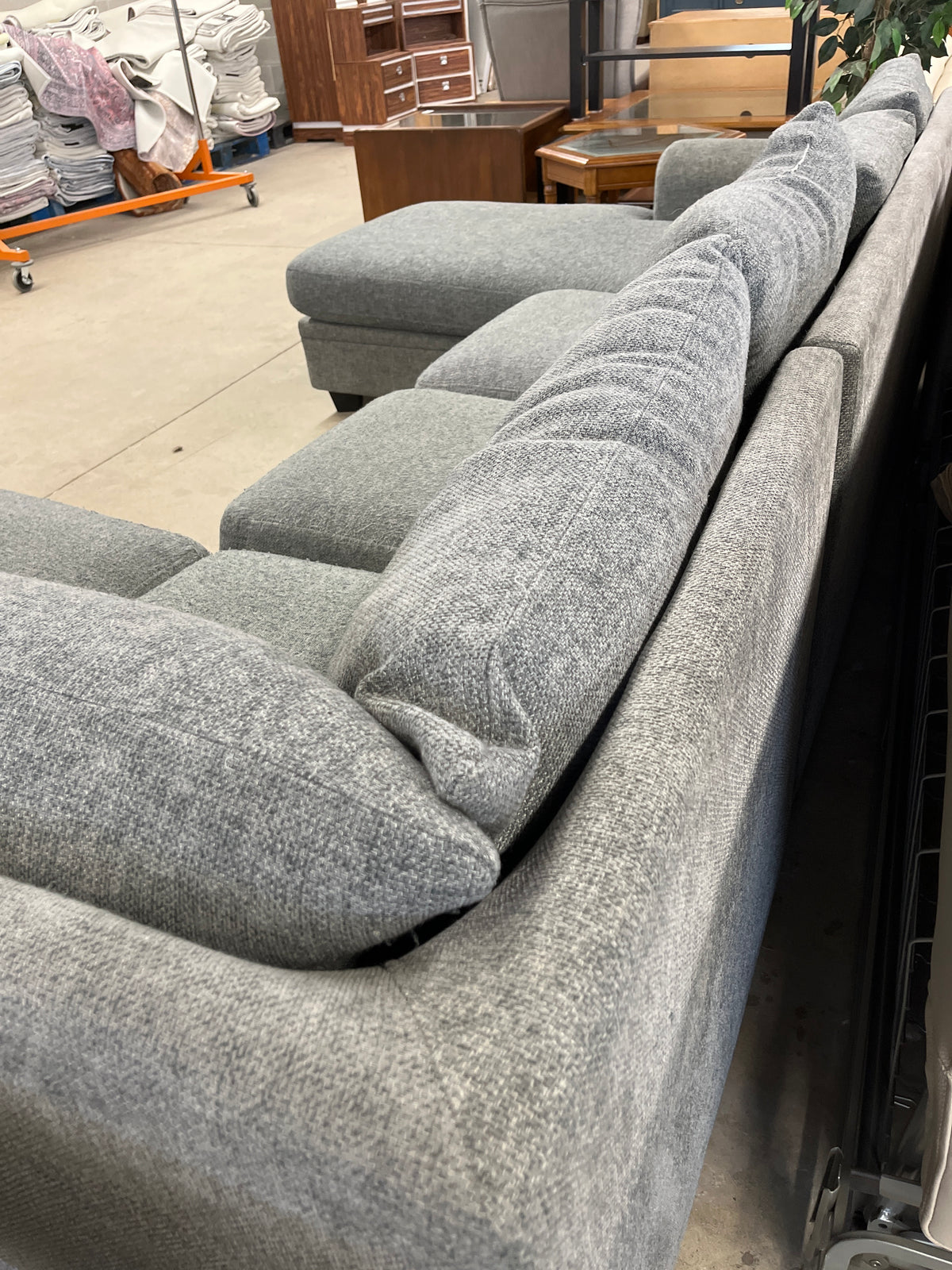 108"W 2-Pc Grey Sectional Sofa